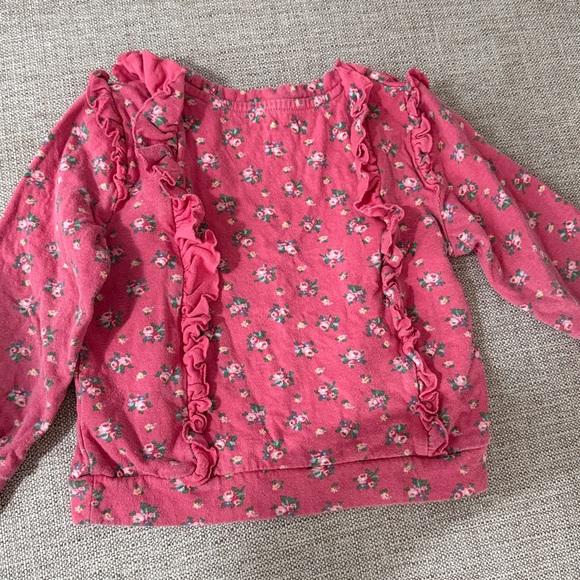 Boden Pink Floral Ruffle Sweatshirt - Picture 5 of 6